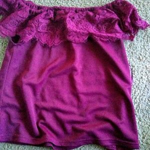 Off the shoulder burgundy blouse size small
